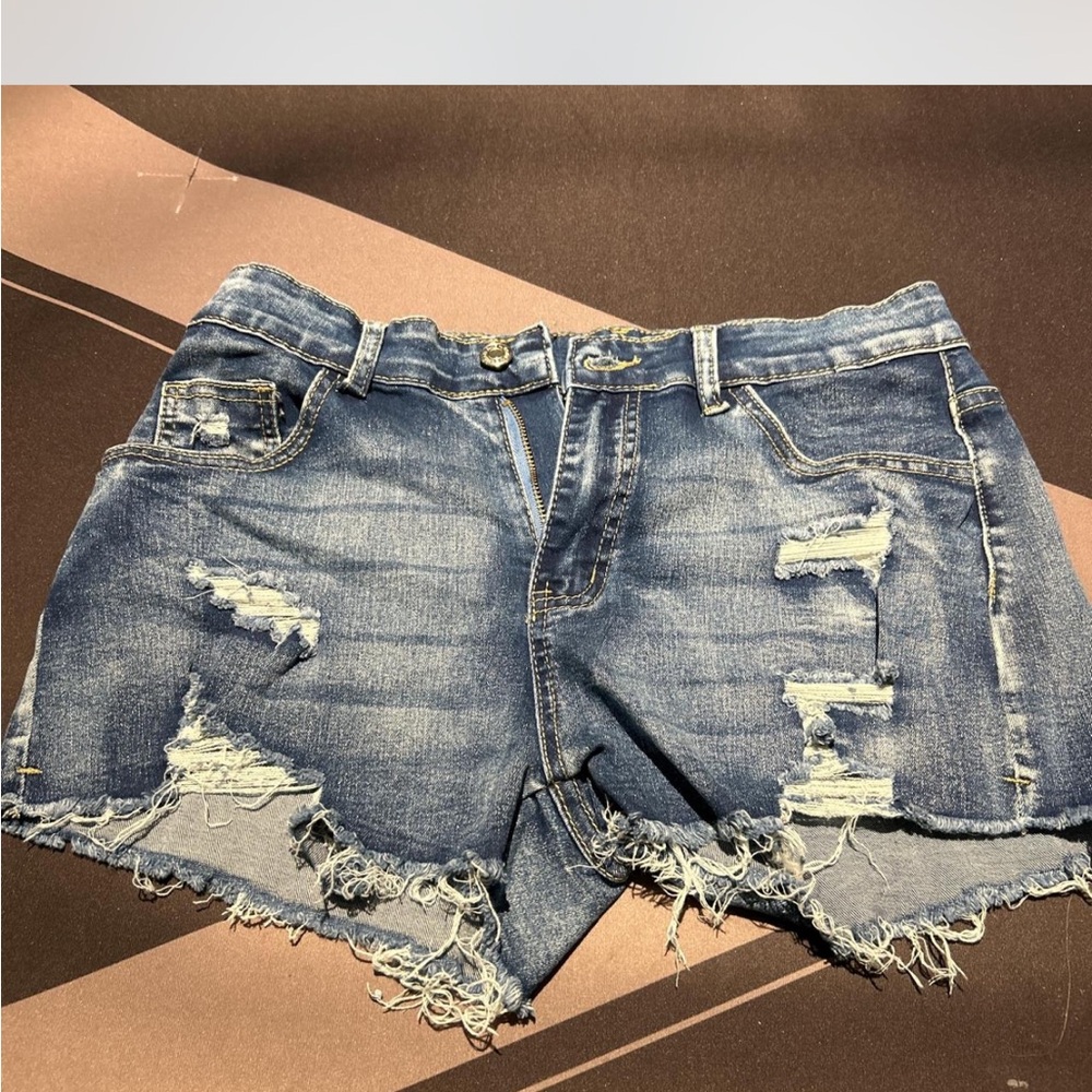 Stylish Blue Distressed Jean Shorts